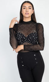 Stone Embellishment Bodysuit